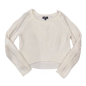 Y2K Freshman 1996 White Knit Crochet Sweater Coquette fall winter cute beachy90s